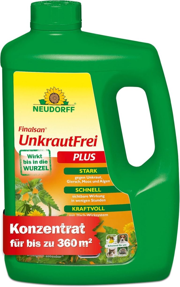 Flasche mit Unkrautfrei-Konzentrat für bis zu 360 m² Anwendung.